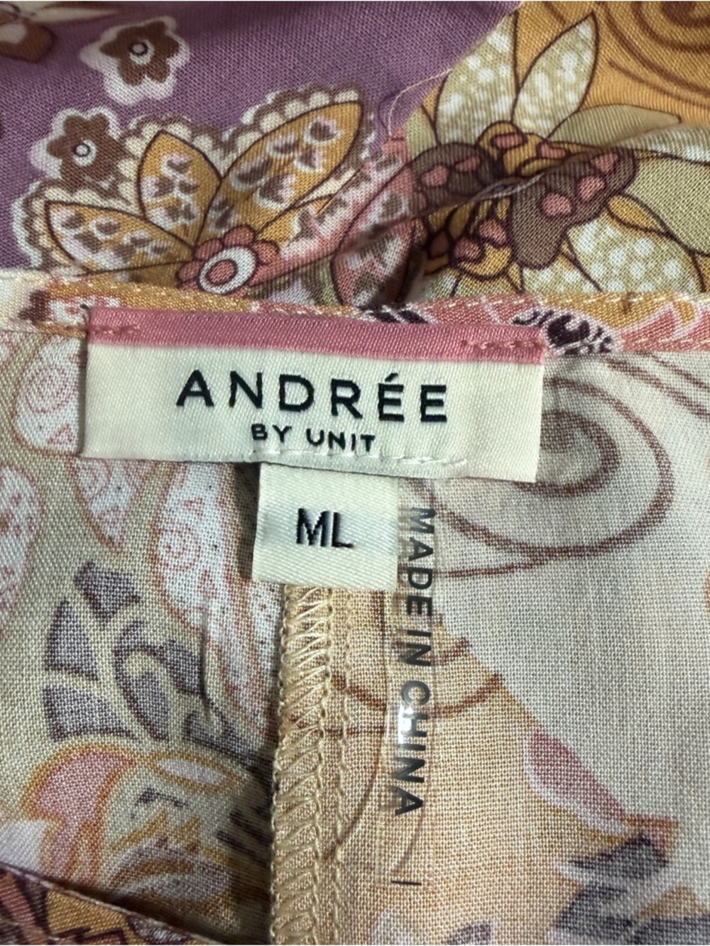 Andre by Unit Boho Floral Patchwork Tunic Flowy Dolman Sleeve Oversized Top Size - Picture 8 of 9